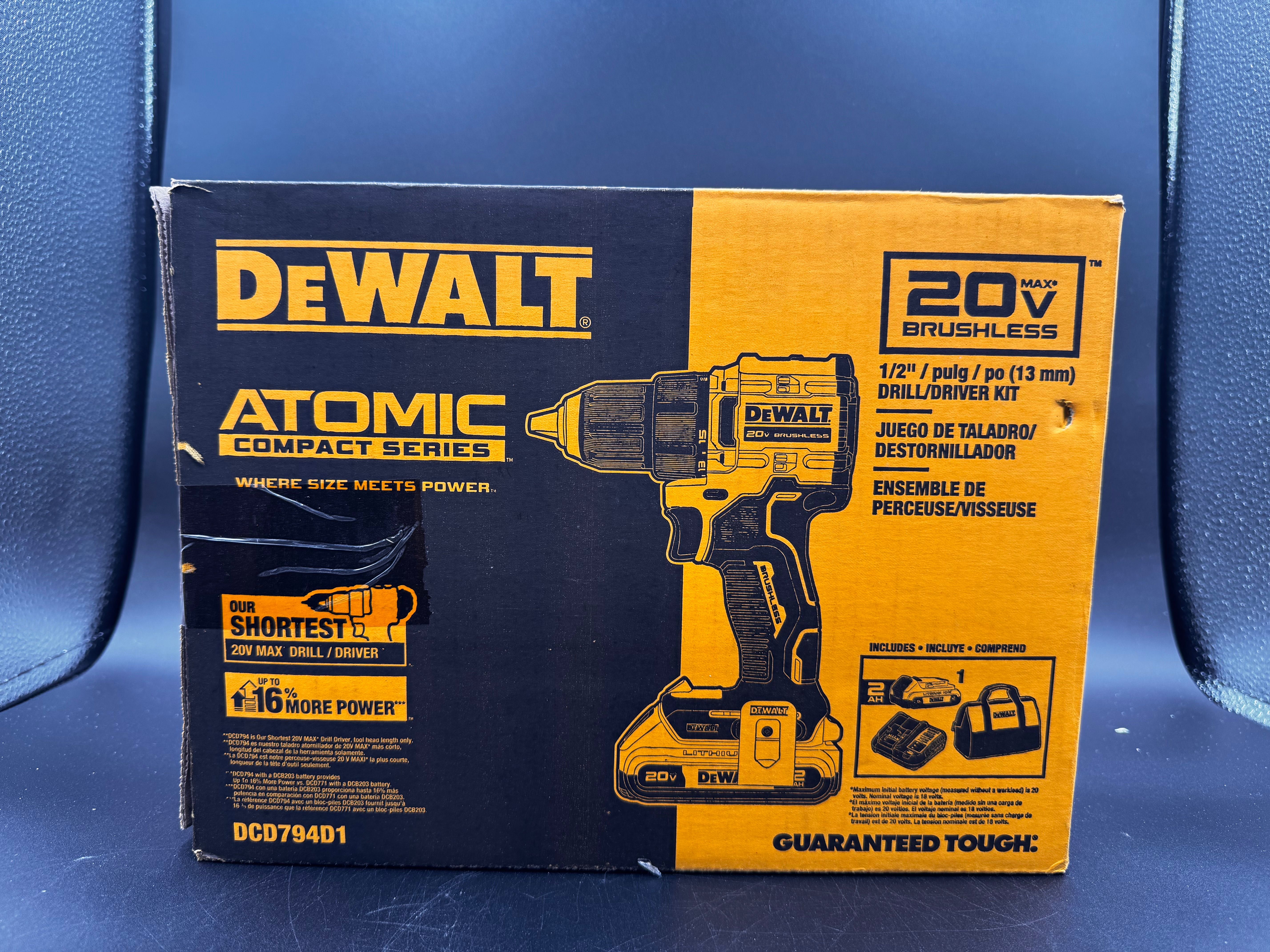 DEWALT DCD794D1 20V MAX Cordless Drill Kit 1/2" Chuck 2Ah Battery + Charger