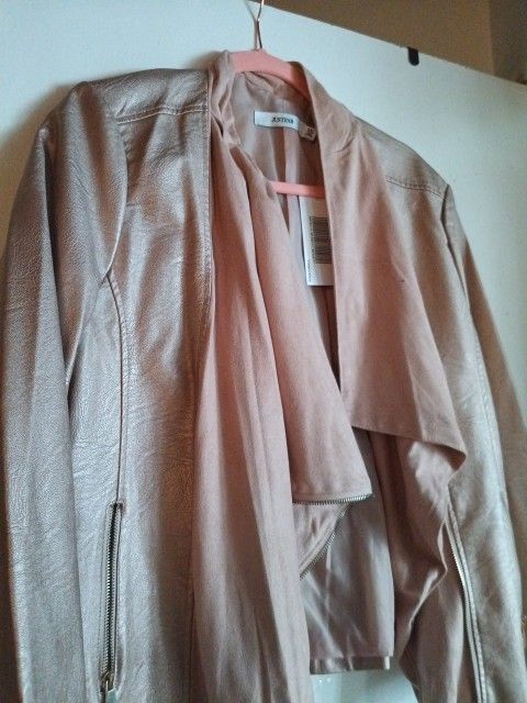 Rose Gold Faux Leather Jacket with Dress