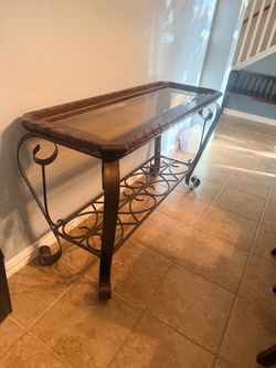 Glass & metal console table