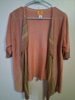 Ruby Rd. Metallic Open-Front Cardigan Size PL