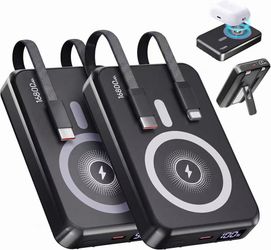 Brand new 2-Pack 16800mAh Magnetic Power Bank with Built-in Cables & Stand