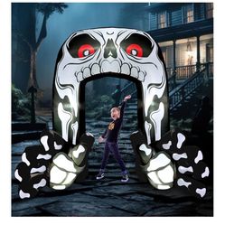  8 FT Halloween Archway - Outdoor Decorations with Build-in LEDs, Skeleton Arch for Yard