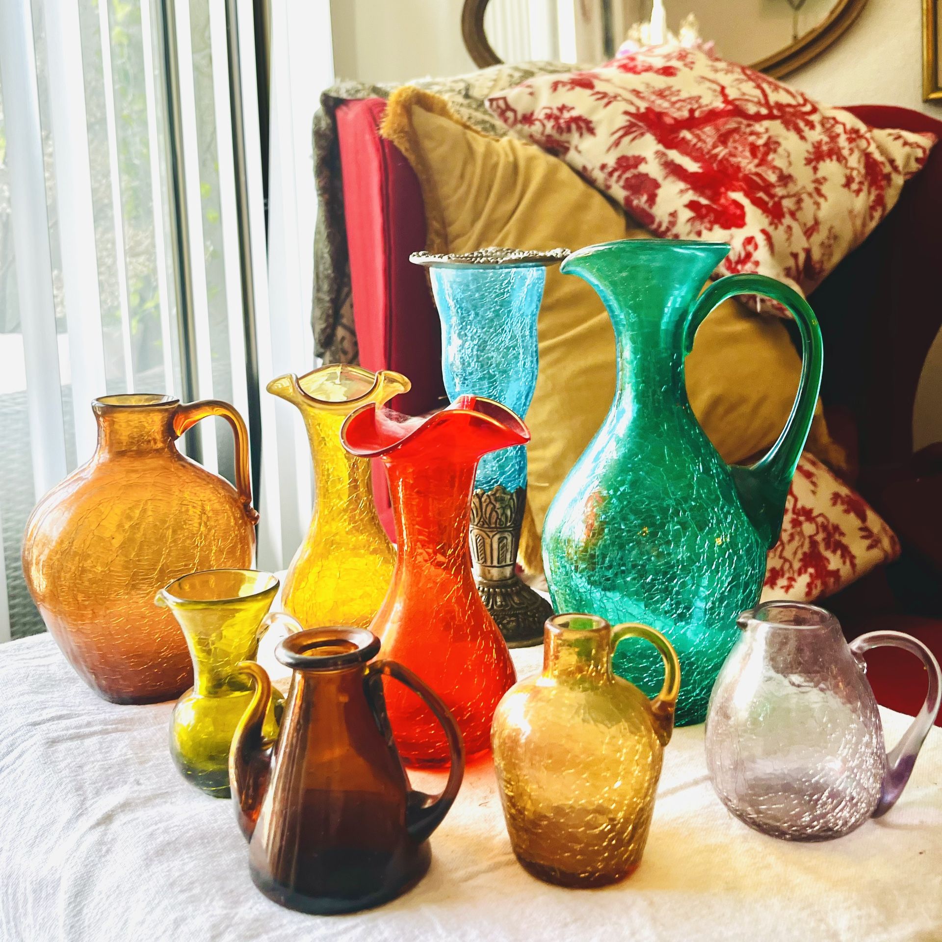 Vintage Crackle Glass Collection Various Colors & Sizes