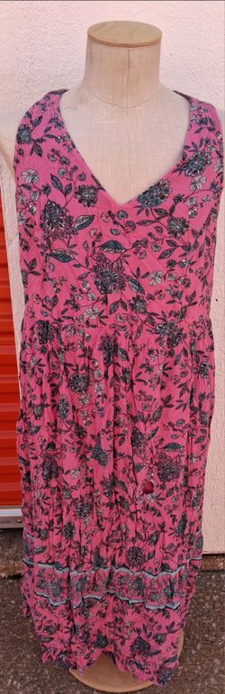 J. Jill Sleeveless Floral Dress – Pink/Black/White – Size M