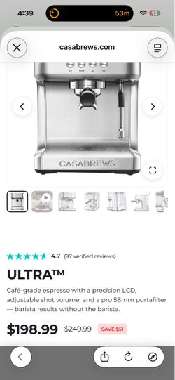 BRAND NEW Espresso Coffee Machine Casabrews 20 bar
