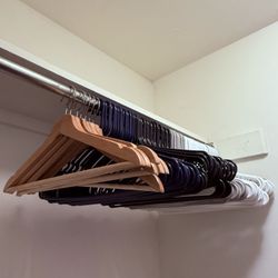 Closet Clear-Out – 90 Plastic + 7 Wooden Hangers for $20!
