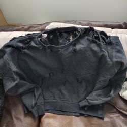 Ben Taverniti Destroyed Women's Black Sweatshirt. One Size. 