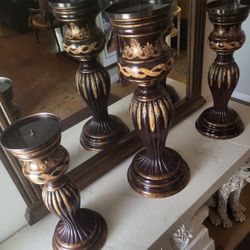 Kreiss Furniture Collection 3 Piece Candle Stick,  Feathers  Design. Rare Find