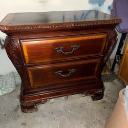 Mahogany Wood Furniture And Red Leather Loveseat!