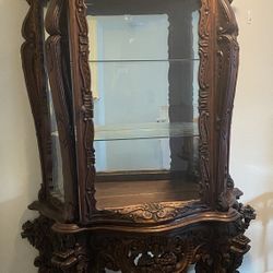 Ornate Carved Wood China Cabinet