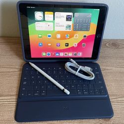 Apple iPad 7th Generation 128GB With Logitech Keyboard and Pencil
