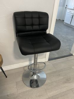 Black Faux Leather Bar Stool