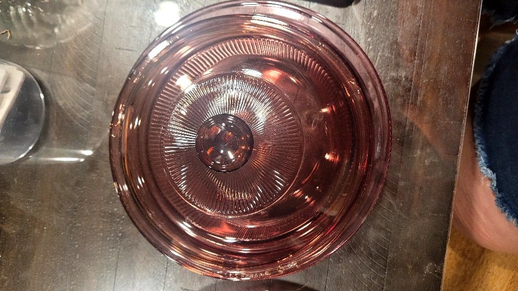 24 Oz And 1 Quart Vintage Cranberry / Pinkish Vision Casserole Dishes