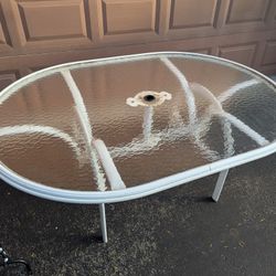 White Patio Table With Glass Top