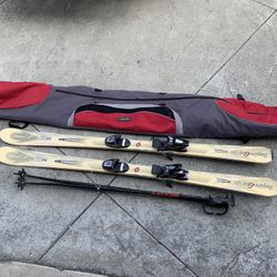 160cm K2 Skis, Salomon Bindings, with 48” Scott Poles and High Sierra Bag