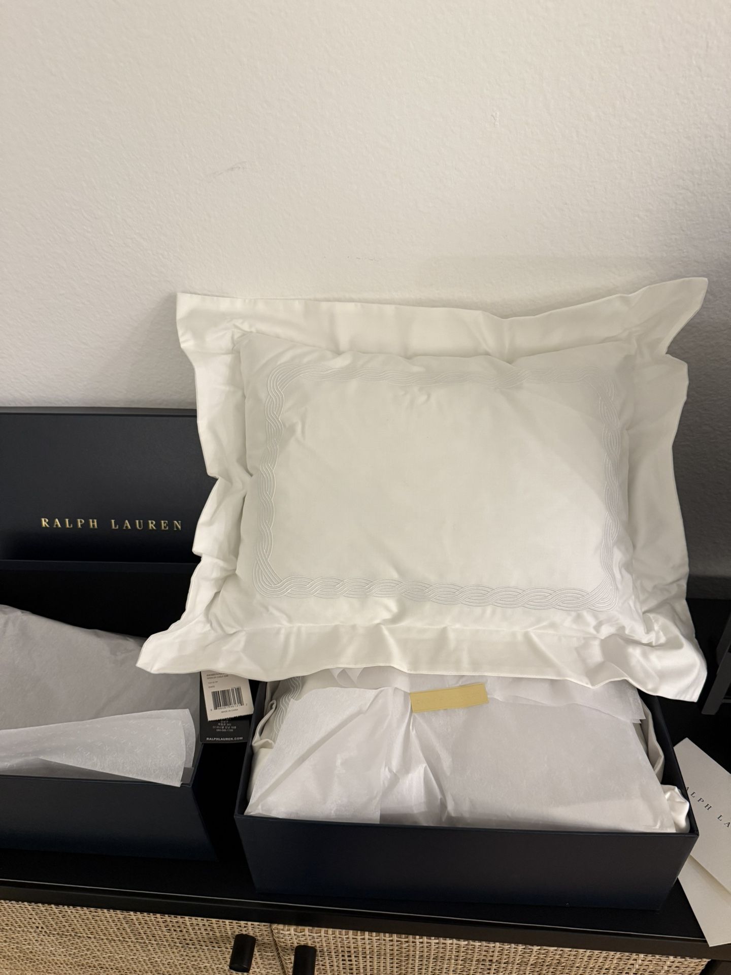 Ralph Lauren Home Spencer Cable Embroidery Throw Pillow, Set of 2 NEW W GIFT BOX