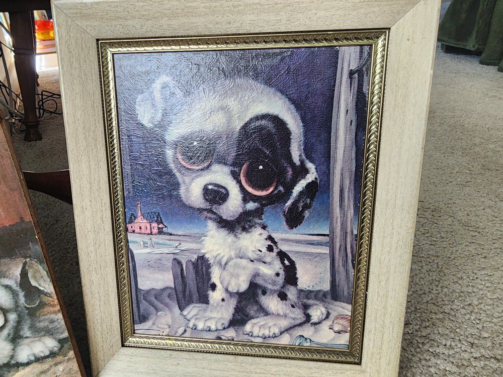 Vintage Big Eyed Puppy Art