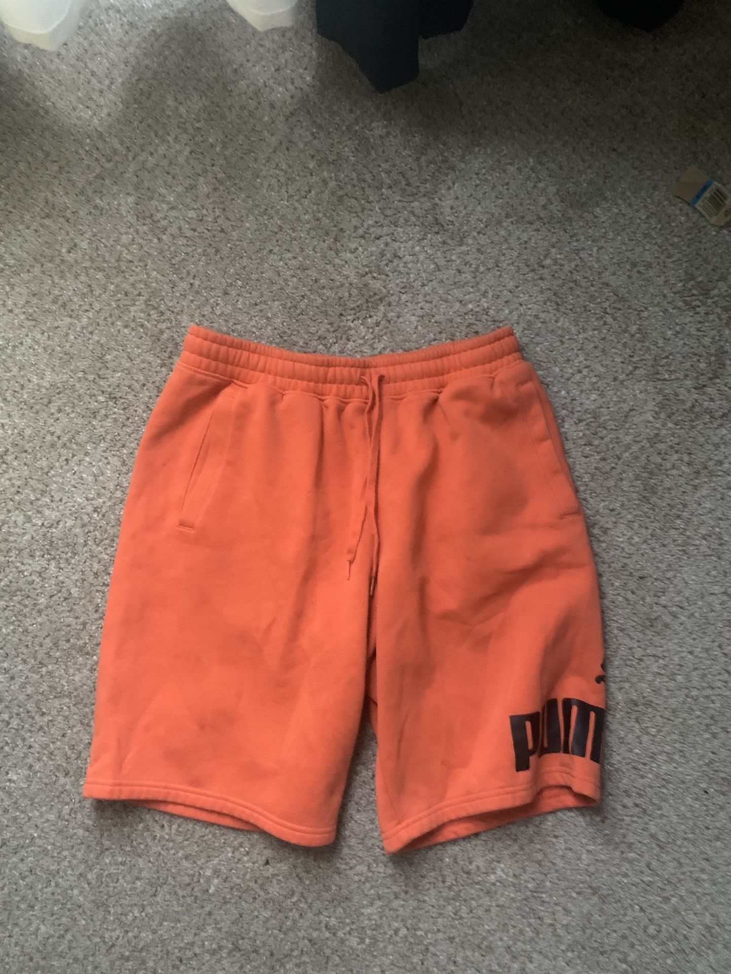 Puma Fleece Sweat Shorts – Men’s Medium Orange Athletic Shorts