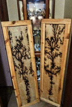 Lichtenberg Figure Wood Burned Art Panels