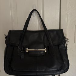 Coach Taylor Black Leather Flap Shoulder Bag