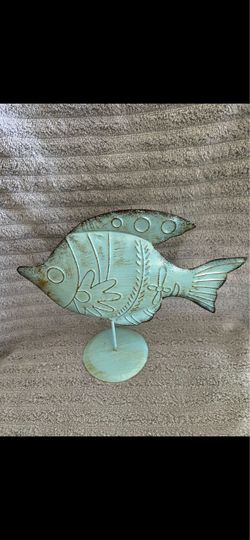 Metal Fish Figurine on Stand