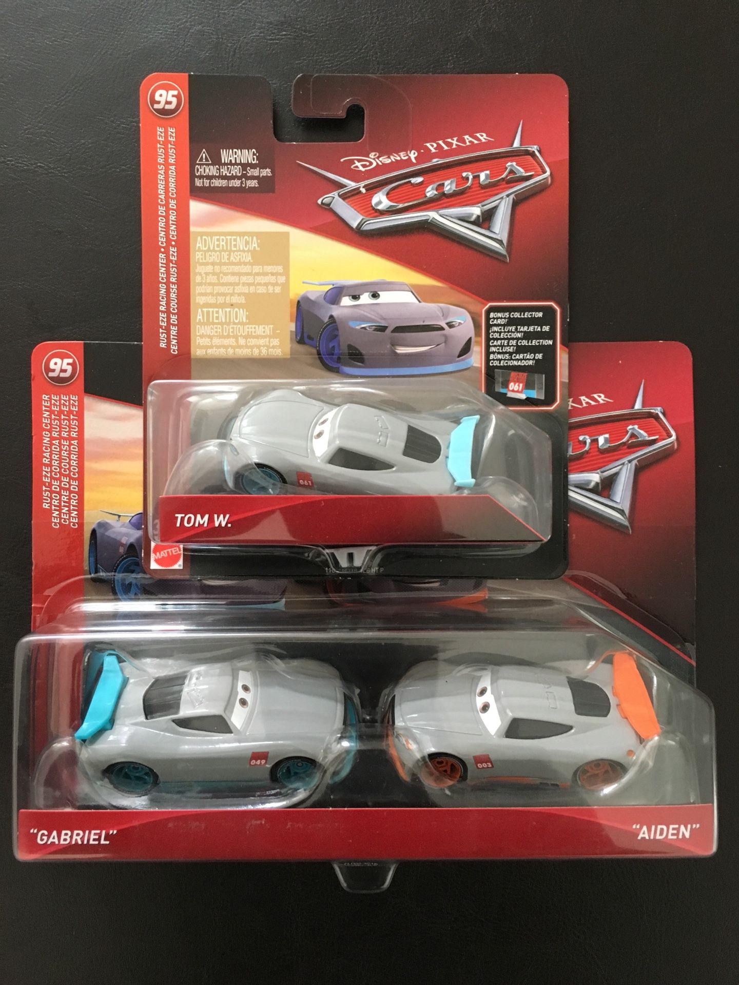 Disney Pixar Cars 3 Rookie Racers Tom W., Gabriel and Aiden