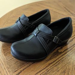 Abeo Orthotics Slip On Clogs Women's Size 9.5 Black Leather "Jill" Slip Resistant