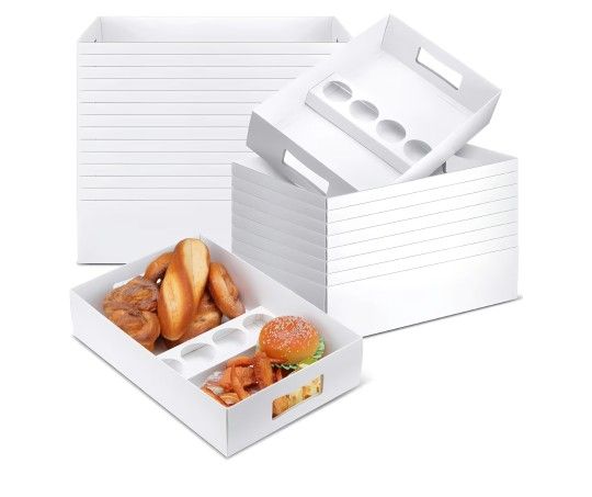 NEW! 15 Pack Pastry Charcuterie Serving Box, Heavy Duty Cardboard, 15"x10"x3.5", White