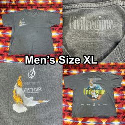 Civil Regime Fire Planet Earth Doves Graphic Gray T-Shirt Men’s Size XL