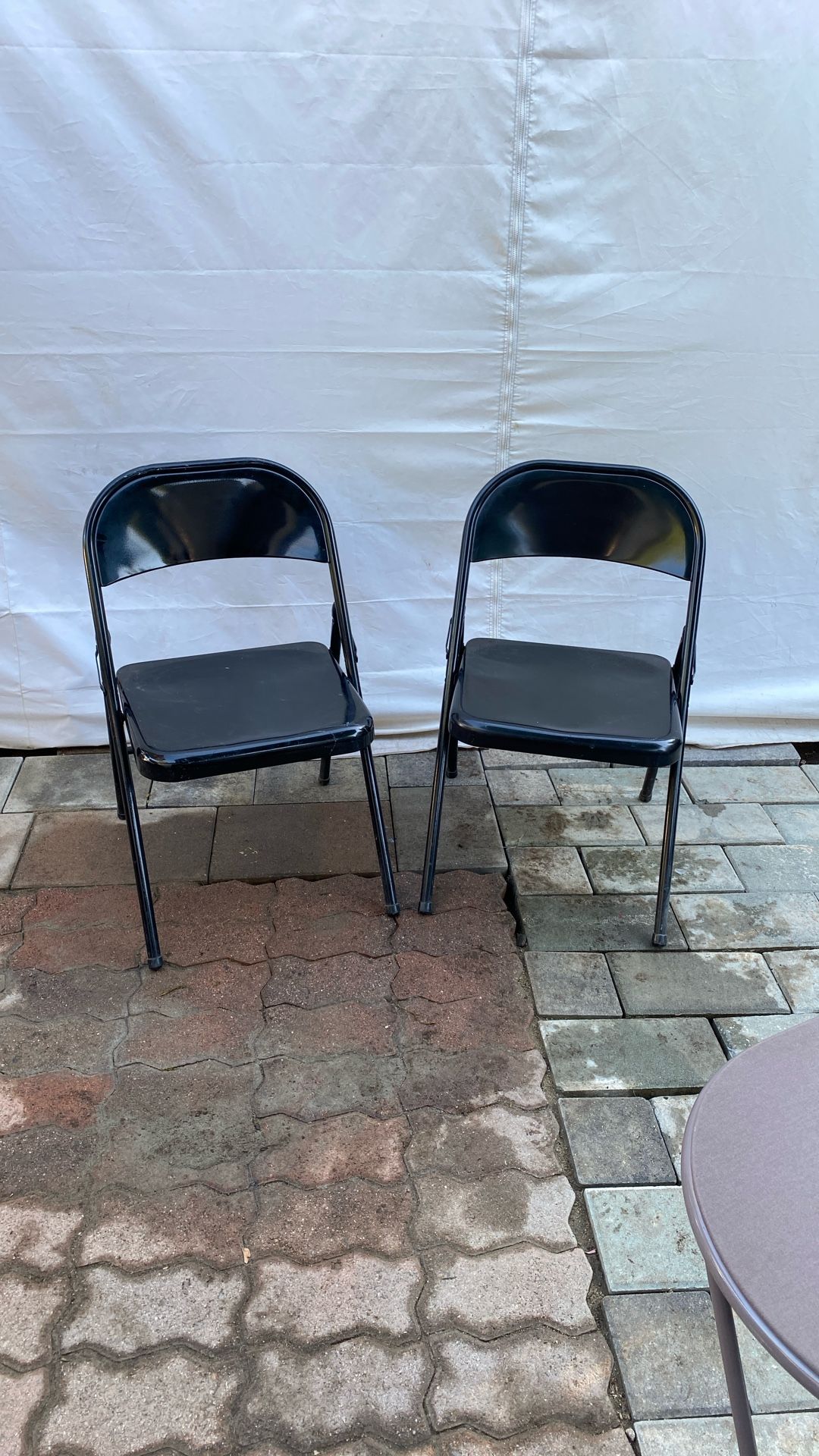 2 Chairs Folding Black Gloss