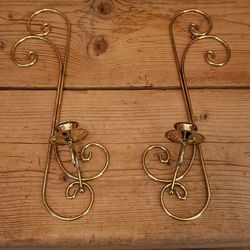Pair Of Long Brass Sconces 