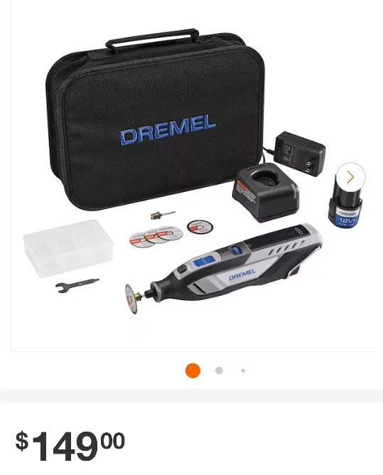 Dremel
8250 12V Lithium-Ion Cordless Brushless Rotary Tool Kit with 5 Accessories and a Carrying Case