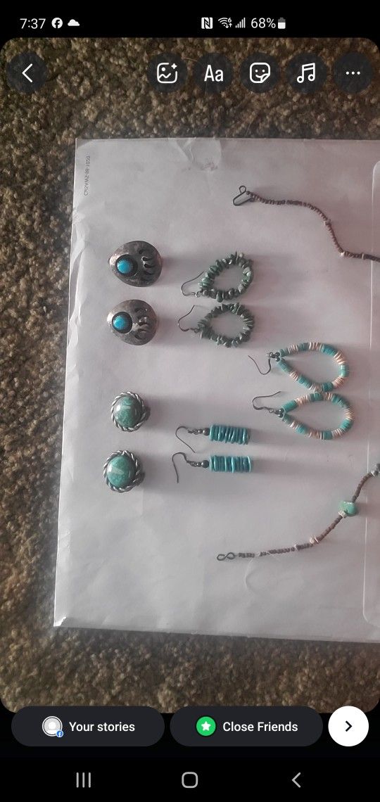 Gemstone Earrings And Necklace