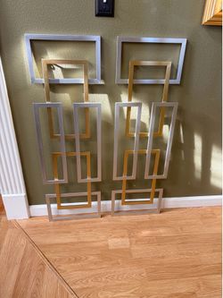 Bowery Hill Modern 2 Piece Geometric Wall Panel W12”x40”H