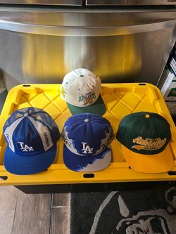 Vintage MLB hats used.