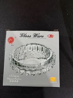 Glass Ashtray 135mm Crystal Cut Design