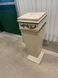 Pink Marble top pedestal. 12” x 12” , 37” high $75