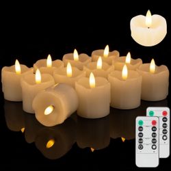 AFINETH Flameless Votive Candles, Dripless 2" x 2" Led Candles with Two Remote,