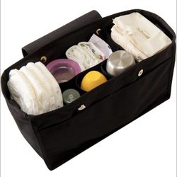NEW Black Diaper Bag Organizer Purse Tote Neverfull Velcro Straps Made in Korea