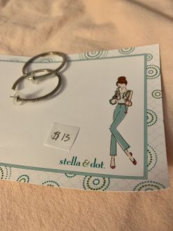 Stella & Dot silver big hoops with stones