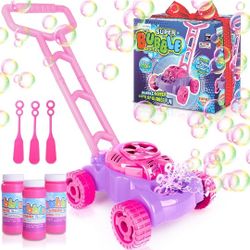 Brand New Bubble Lawn Mower for Toddlers 1-3, Kids Bubble Machine for 1-Year-Old Girl Gifts, Summer Outdoor Push Gardening Toys for Kids Age 1 2 3+ Bi