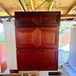 Cherry Wood Kitchen Cabinet Set