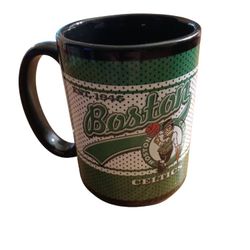 Boston Celtics NBA Basketball  Coffee Ceramic Mug Cup Leprechaun Green Black