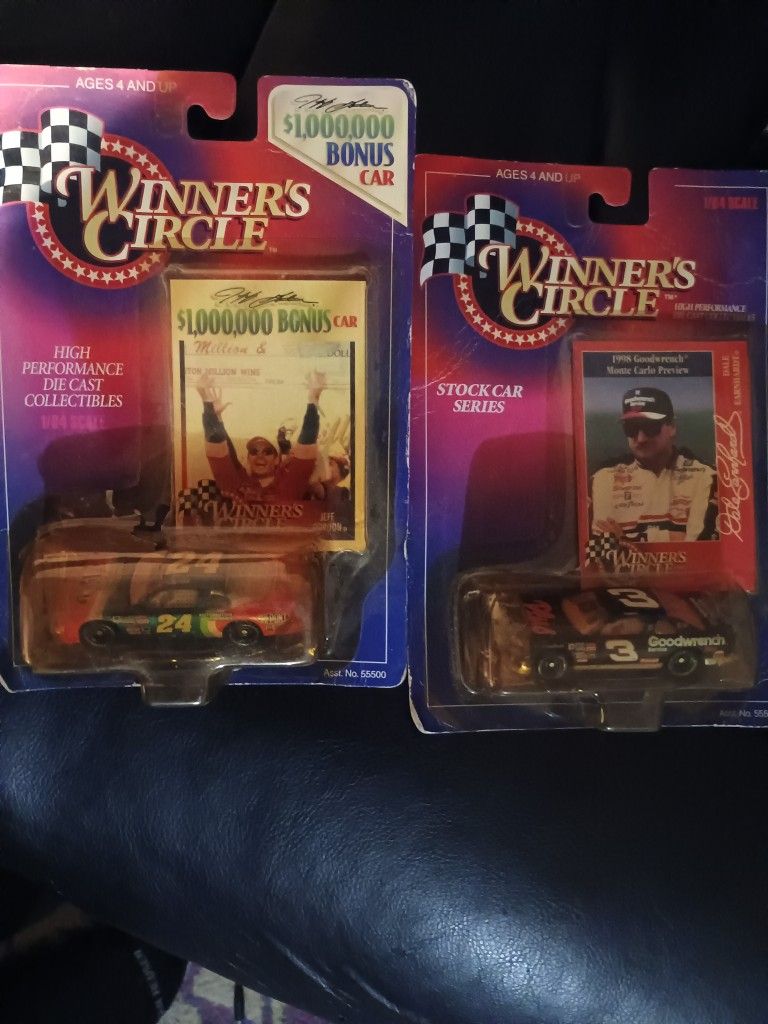 Brand new in the package winner's circle stock car series Dale Earnhardt collectible race car in the package and then you got a Jeff Gordon 1997 winne