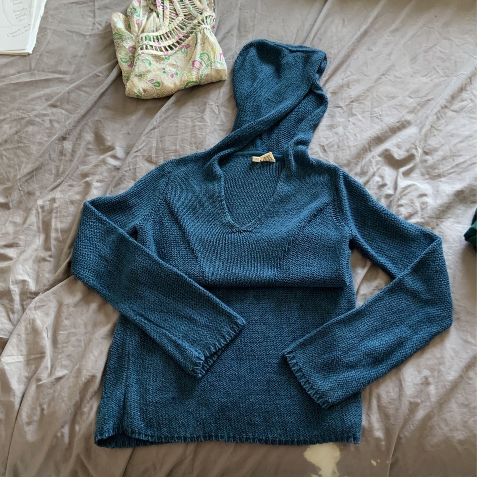 Sweater.. Anthropologie Store Moth Brand Teal Hoody Tunic Sweater