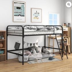 Twin Size Metal Loft Bed Frame