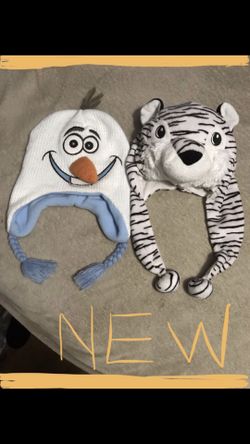 2 Brand New Winter Hats Olaf from Frozen ⛄️& a White Tiger