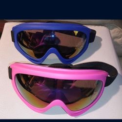 Ski Goggles Set of Two Blue and Pink