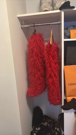 Red THIGH HIGH FLUFFY BOOTS 6