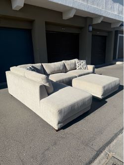 Modern Sectional Couch w/ Ottoman - Like New